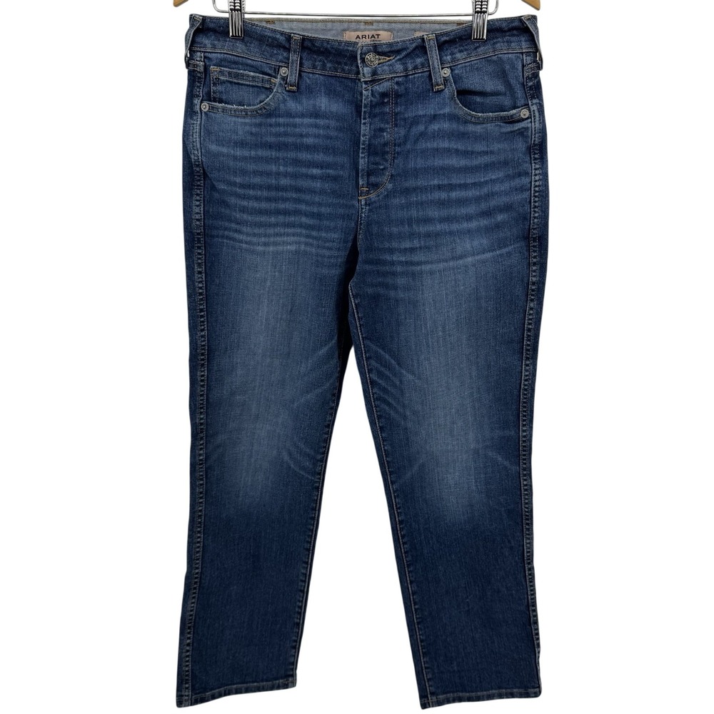 Ariat Real Jeans Women's 30R‎ X 29" Blue High Rise Slim Straight Button Fly